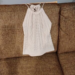 Elegant Cream Knit Halter Top